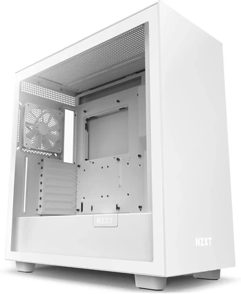 NZXT CM-H71FB-01 ATX Hızlı Çıkarılan Temperli Cam Yan Panel Mid Tower PC Oyun Kasası Non RGB Fans H7 Beyaz