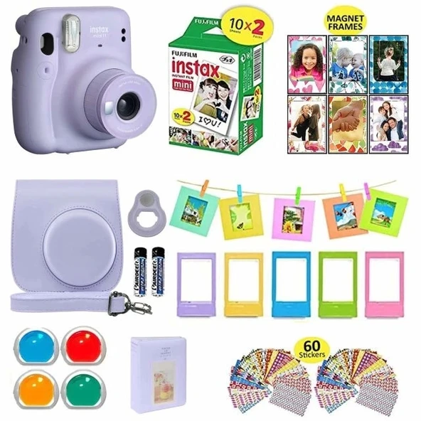 Fujifilm Instax Mini 11 Anlık Kamera Taşıma Çantası/Değer Paketi (20 Sayfa) - Mor - 2