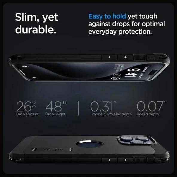 Spigen iphone 15 Pro Max Manyetik Tough Armor MagFit Kılıf - 6