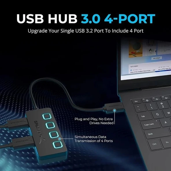 SABRENT Çok Bağlantı Noktalı USB 3.0 ve Şarj Hub (HB-U930) - 2