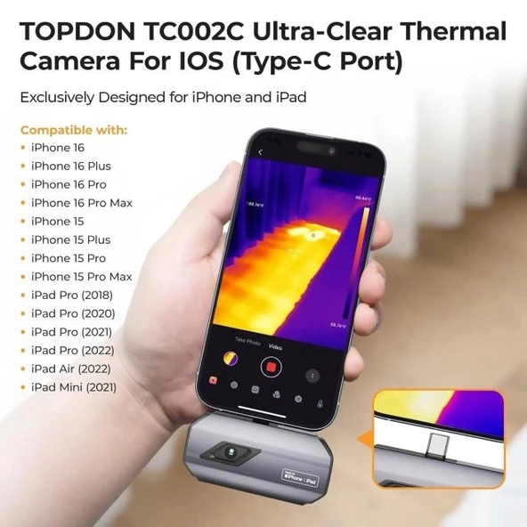 TT TOPDON iOS için TC002 Termal Kamera - 3