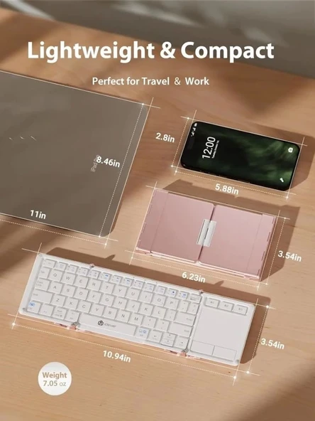 iClever Hassas TouchPadli Katlanır Bluetooth Klavye - 6