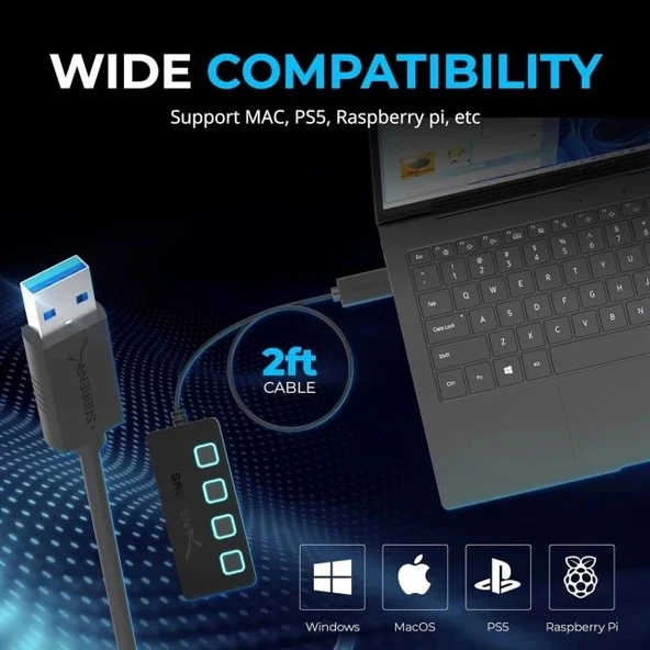 SABRENT Çok Bağlantı Noktalı USB 3.0 ve Şarj Hub (HB-U930) - 3