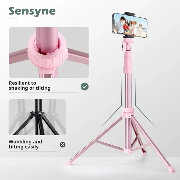 Sensyne Phone Tripod/Selfie Çubuğu Pembe