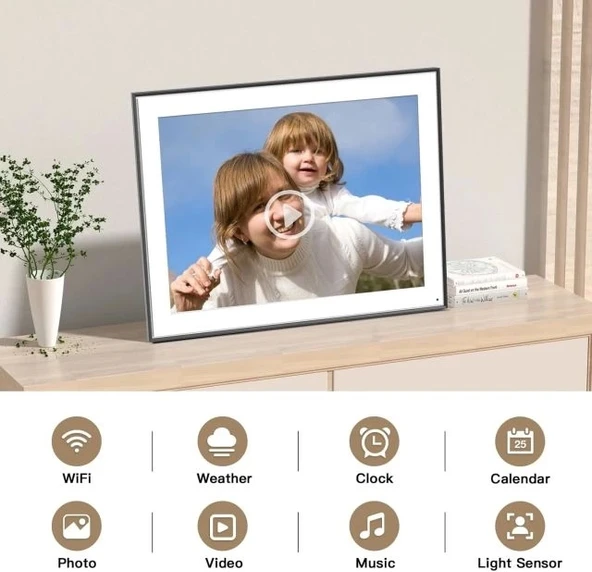 FULLJA 32GB Dokunmatik Ekranlı Dijital Resim Çerçevesi 15 inç - 6