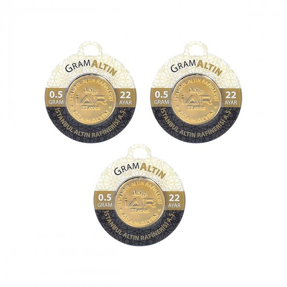 3 adet 0,50 Gram 22 Ayar Külçe Altın - 3