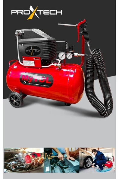 PROXTECH EnÇok Tercih edilen 2HP 50 Lt Full PaketHava Kompresörü Boya,Lastik,Mazot Temizleme 5PCS Havalı Kit - 3