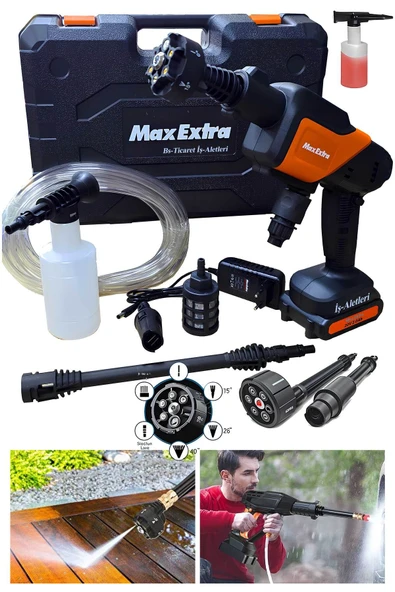 PROXTECH Max-Extara 20 V 2 Ah Li-on Bataryalı Akülü Yıkama Makinası 30 Bar Kovadan Su Emişli