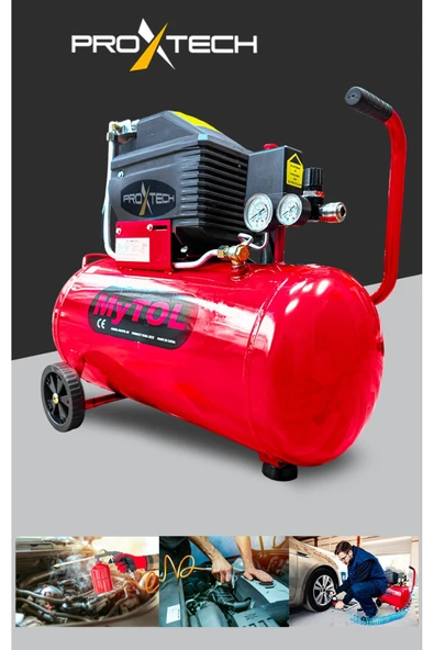 PROXTECH En Çok Tercih Edilen 2HP 50 Litre 8Bar Hava Kompresörü Boya Tabancası ,15Mt Spiral Hortum Boya Set - 4