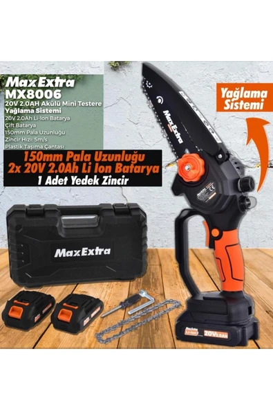 Max Extra Mx8006 Akülü Dal Kesme Budama Mini Testere Yağlı 20v 2.0ah - 2