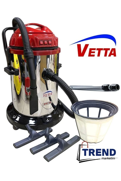 VETTA Profesyonel Sanayi Tipi 3 Motorlu Islak Kuru Süpürge Makinası 3600 watt - 3