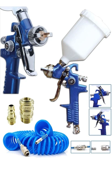 Max Extra Voylet Hk827 Profesyonel 1.3 Meme Boya Tabancası Ve 15 Mt. Sprel Hava Hortumu Seti