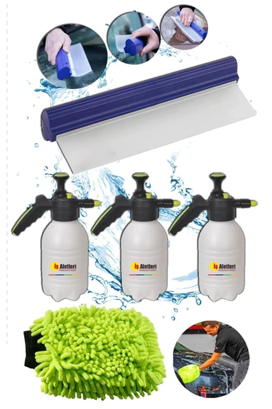 PROXTECH Omax 5 Parça Oto Bakım Seti 3 Ad. 2 Litre İlaçlama Fısıfısı Silikon Çekçek ve Püsküllü Eldiven