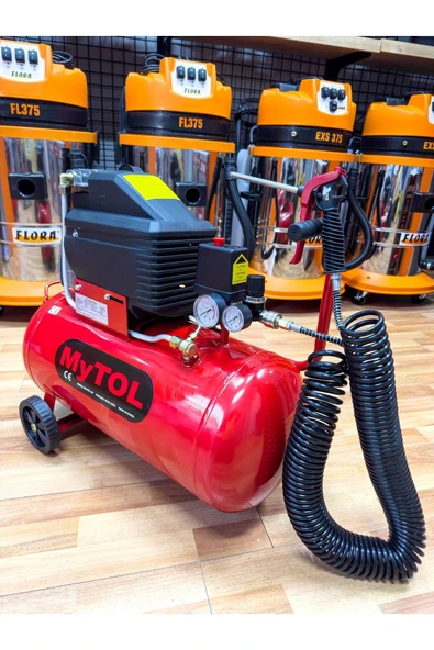 PROXTECH En Çok Tercih Edilen 2HP 50 Litre 8Bar Hava Kompresörü 15Mt Spiral Hortum Takım Hediye Set