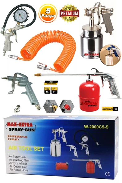 WORKMASTER Tüm Kompresörlere Uyumlu Üstün Kalite Havalı Alet Seti 5 Parça ve Havalı Boya Seti - 2