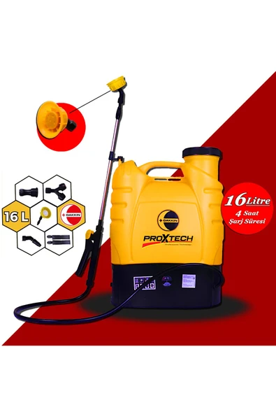 PROXTECH Prox Dakkin 16 Litre Akülü İlaçlama Makinası Dezenfekte Makinası 4 Saat Kesintisiz Şarj Süresi - 2