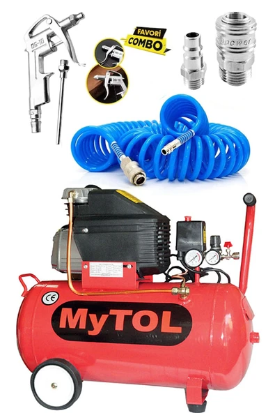 MYTOL Iş-aletleri 50 Litre Hava Kompresörü 8 Bar Ve 15 Metre Sprel Hava Hortumu Tabancası