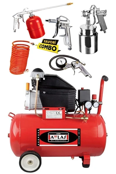 Attlas Hk 2050 N 2hp 50 Lt. Hava Kompresörü Ve Havalı Alet Seti Full Set