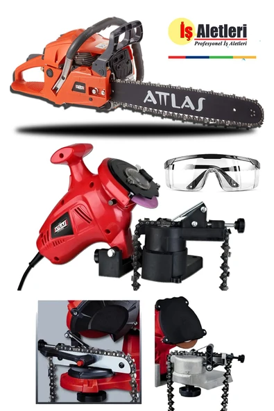 Attlas İş-Aletleri Attlas Bt 5550 Benzinli Ağaç Kesim Motoru 50 cm 55 cc ve Zincir Bileme Makinası