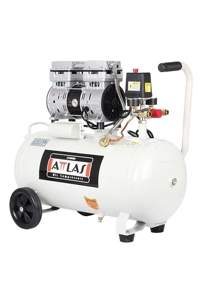 Attlas 50 Litre Yağsız Sessiz Hava Kompresörü Ve Süper Kalitede Boya Tabanca Seti - 2