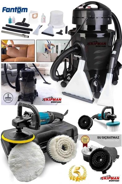 WORKMASTER Fantom Profesyonel Yerinde Halı Yıkama Koltuk Yıkama Makinası ve Koltuk Fırçalama Makinası Full Sett - Resim 2