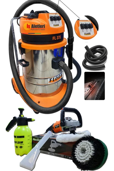 Flora 3 Motorlu Islak Kuru Süpürge Makinası ve Koltuk Yıkama Koltuk Fırçalama Makinası