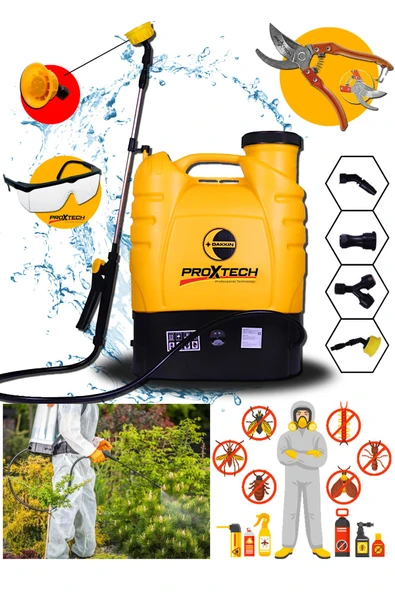 PROXTECH Prox Dakkin 16 Litre Akülü İlaçlama Makinası Dezenfekte Makinası 4 Saat Kesintisiz Şarj Süresi