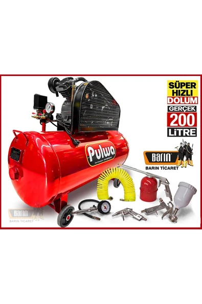 PROXTECH Pulwa 200 Litre Yağlı Sessli Hava Kompresörü 3 Hp Bakır Sargılı Süper Hızlı Hava Kompresörü