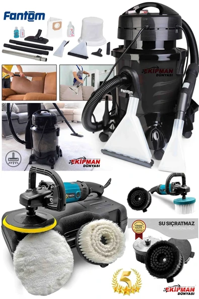WORKMASTER Fantom Profesyonel Yerinde Halı Yıkama Koltuk Yıkama Makinası ve Koltuk Fırçalama Makinası Full Sett ürün görseli