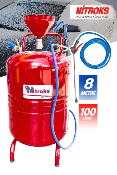 Nitroks Profesyonel Oto Yıkamacılara Özel 100 Lt Model Köpük Püskürtme Tankı Kırmızı - 2