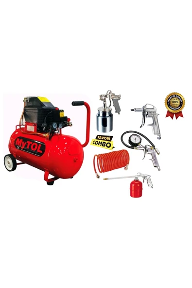 MYTOL Profesyonel 50 Lt Hava Kompresörü 5 Parça Havalı Set ve 100 Litre Yüksek Basınçlı Köpük Tankı - 2