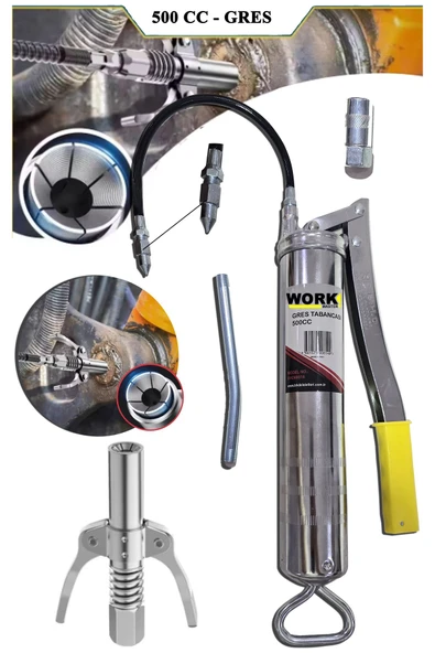 WORKMASTER 500 CC Gres Yağ Pompası Seti Profesyonel Set Çift Mandallı Gres Pompası Büyük Boy - 2