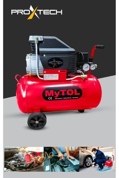PROXTECH En Çok Tercih Edilen 2HP 50 Litre 8Bar Hava Kompresörü Boya Tabancası ,15Mt Spiral Hortum Boya Set - 5
