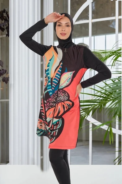 Maresiva 252302 Nina Siyah Tam Boy Tasarım Tesettür Mayo - Resim 2