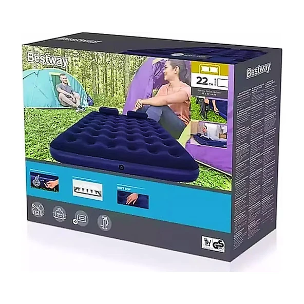 Bestway 67374 Çift Kişilik Şişme Yatak Seti 203cm X 152 X 22cm + Pompa