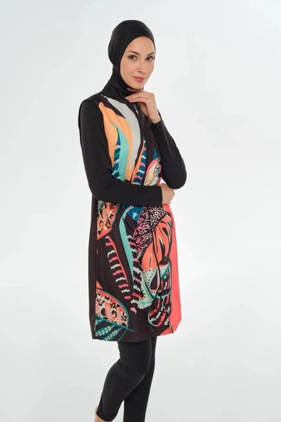 Maresiva 252302 Nina Siyah Tam Boy Tasarım Tesettür Mayo - Resim 3