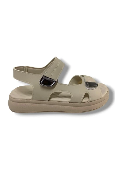 Şanzelize K401-25 Deri Anatomik Cırt Bantlı Kadın Sandalet - Resim 2