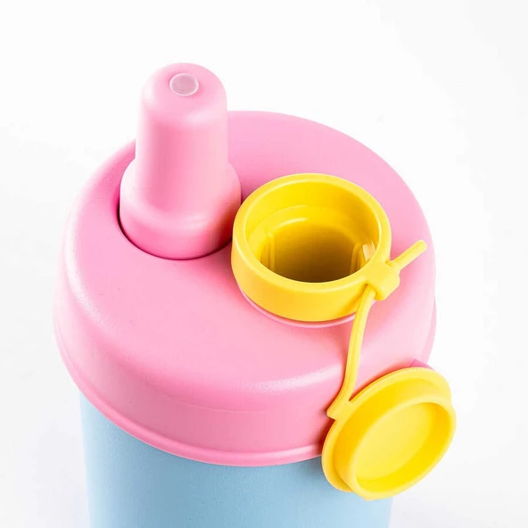 Tantitoni 2si 1 Arada Kapaklı Termos Bardak 480ml Mavi - Resim 3