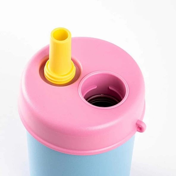 Tantitoni 2si 1 Arada Kapaklı Termos Bardak 480ml Mavi - Resim 5