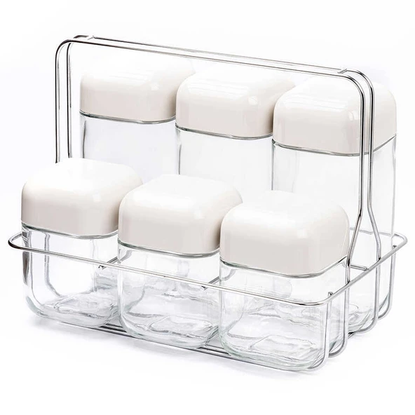 Tantitoni Cam Kare 6lı Saklama Kavanoz Seti 1100ml/550ml