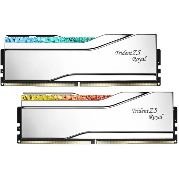 GSKILL 96GB (2X 48GB) DDR5 6400MHZ CL32 RGB DUAL KIT PC RAM TRIDENT Z5 ROYAL SILVER F5-6400J3239F48GX2-TR5S - Resim 2