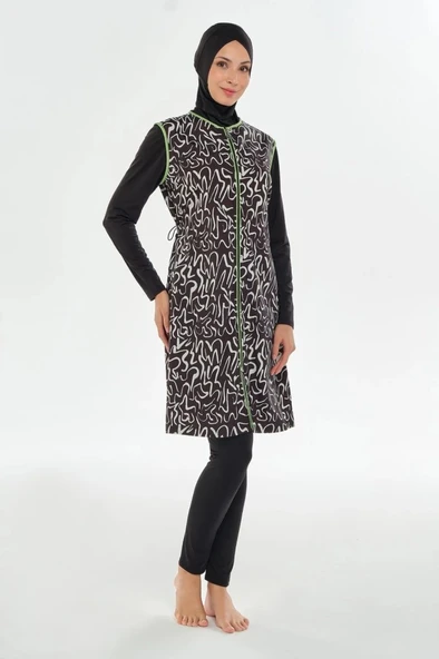 Maresiva 252305 Helen Siyah Tam Boy Tasarım Tesettür Mayo - 8