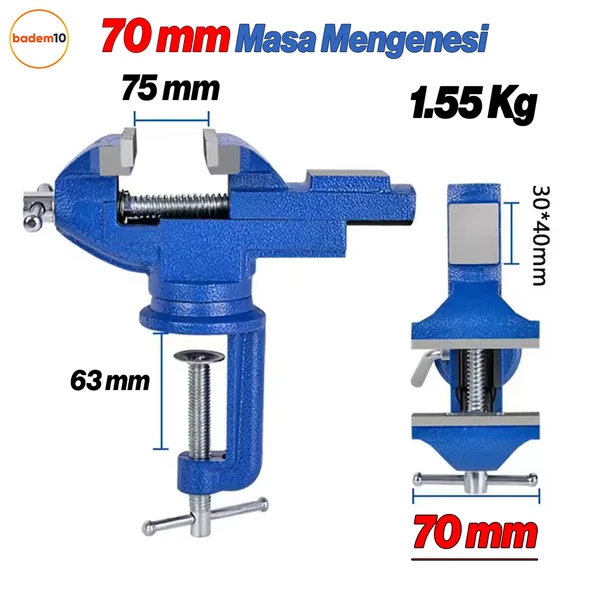 Masa Mengenesi 70 mm Mobilya Tezgah Dönerli Tabla Taban Metal Döküm İşkence Kıskaç Mini Ahşap Kanca - 2