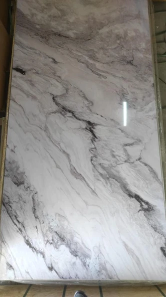 Alternatif Kaplama UV PVC Fırtına Mermer Desenli 1 Adet 60x120cm Ev Ofis Otel Duvar Kaplama Paneli - 4