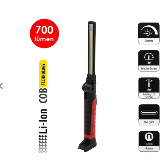 Ceta Form R10F-Slım1 Şarjlı Led Fener Katlanabilir 700 Lumen Siyah