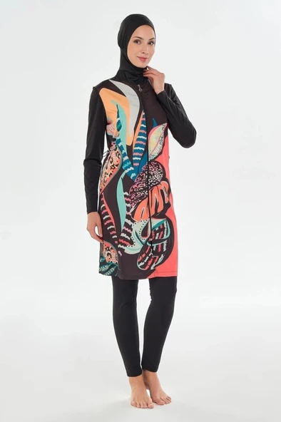 Maresiva 252302 Nina Siyah Tam Boy Tasarım Tesettür Mayo - Resim 5