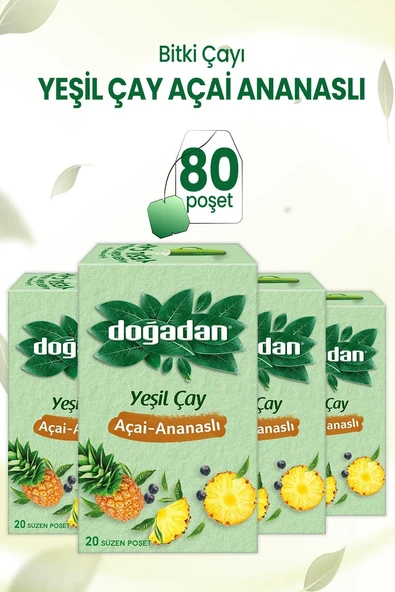 Doğadan Yeşil Çay Açai Ananaslı Bardak Poşet Çay x 4 Adet ürün görseli