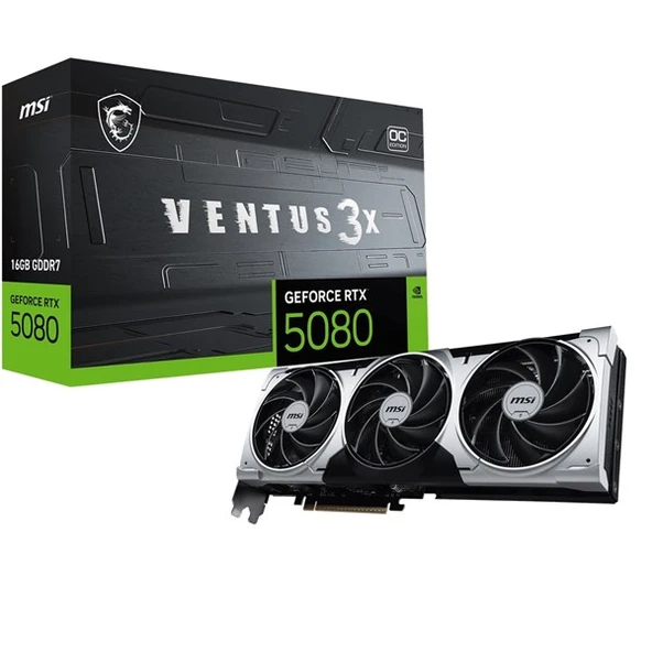 MSI RTX5080 16GB VENTUS 3X OC PLUS GDDR7 256bit HDMI DP PCIe 5.0 ürün görseli