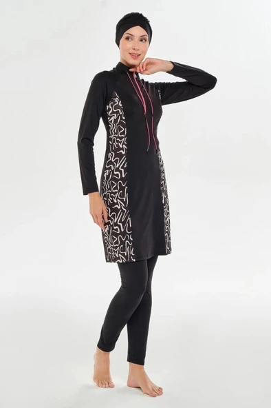 Maresiva 252108 Nature Siyah Tam Boy Tasarım Tesettür Mayo - 6