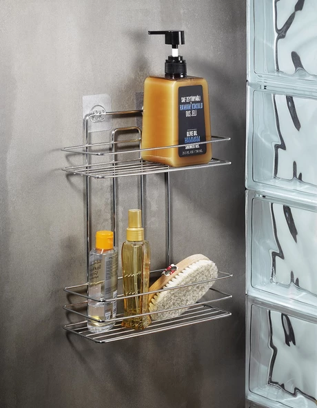 SAS 2 katlı Banyo Duş Rafı Şampuanlık Sabunluk TŞ-02